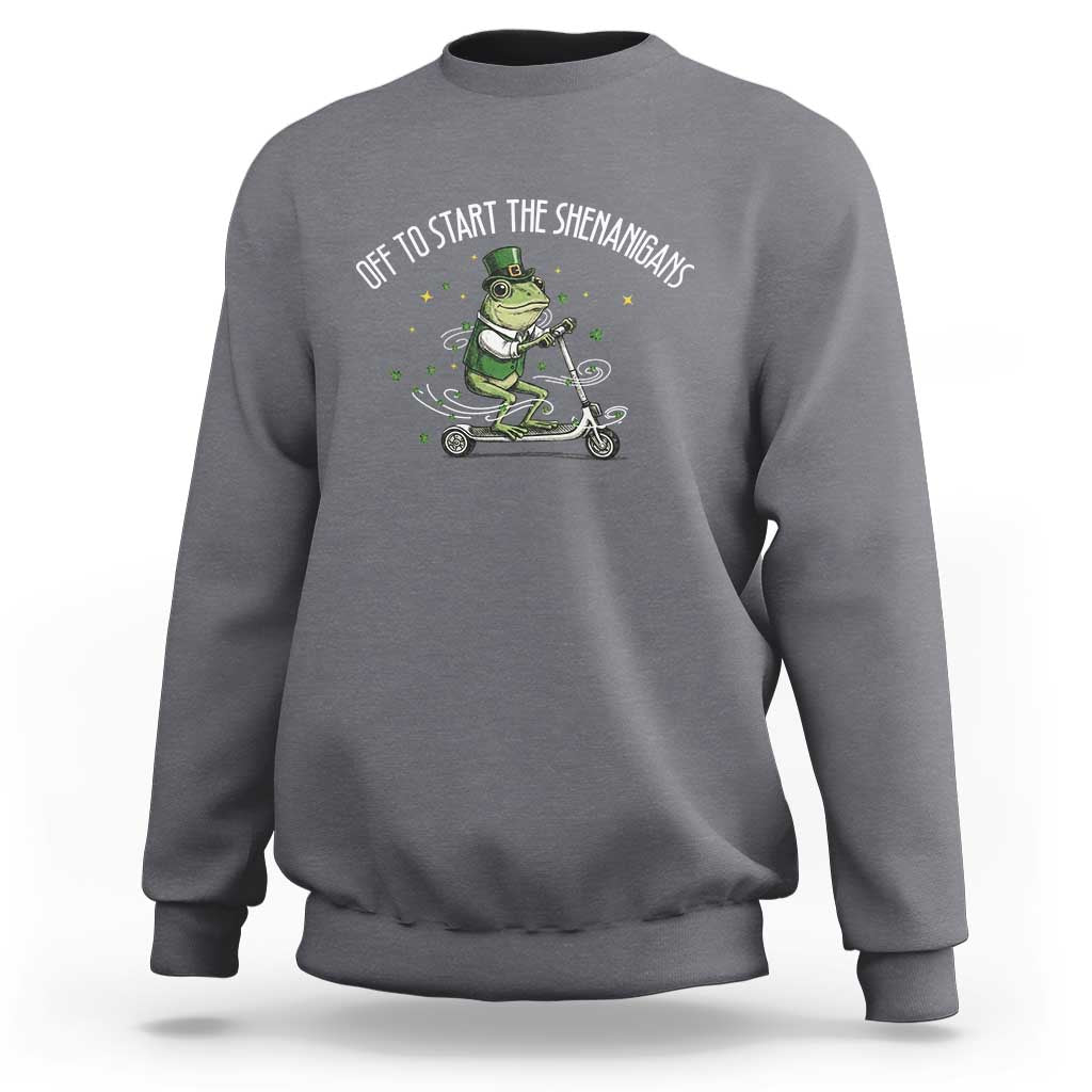 Funny Frog St Patricks Day Meme Sweatshirt Off To Start The Shenanigans
