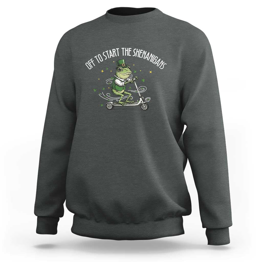 Funny Frog St Patricks Day Meme Sweatshirt Off To Start The Shenanigans