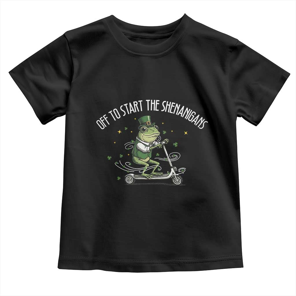 Funny Frog St Patricks Day Meme Toddler T Shirt Off To Start The Shenanigans