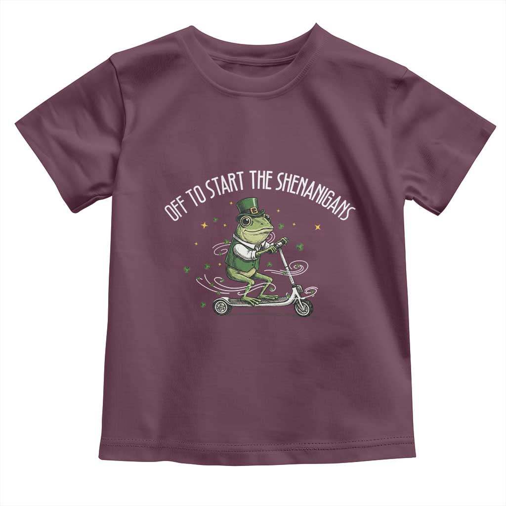 Funny Frog St Patricks Day Meme Toddler T Shirt Off To Start The Shenanigans