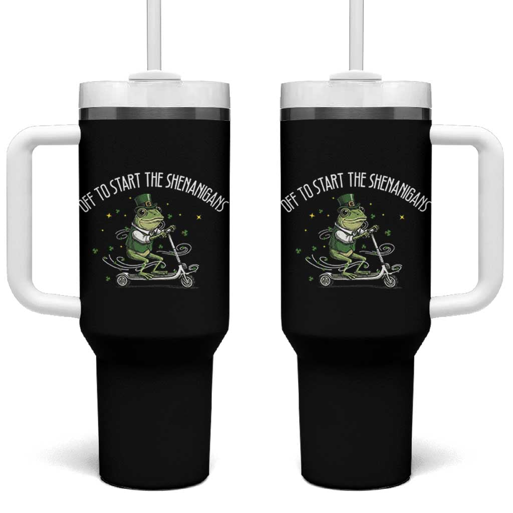 Funny Frog St Patricks Day Meme Tumbler With Handle Off To Start The Shenanigans