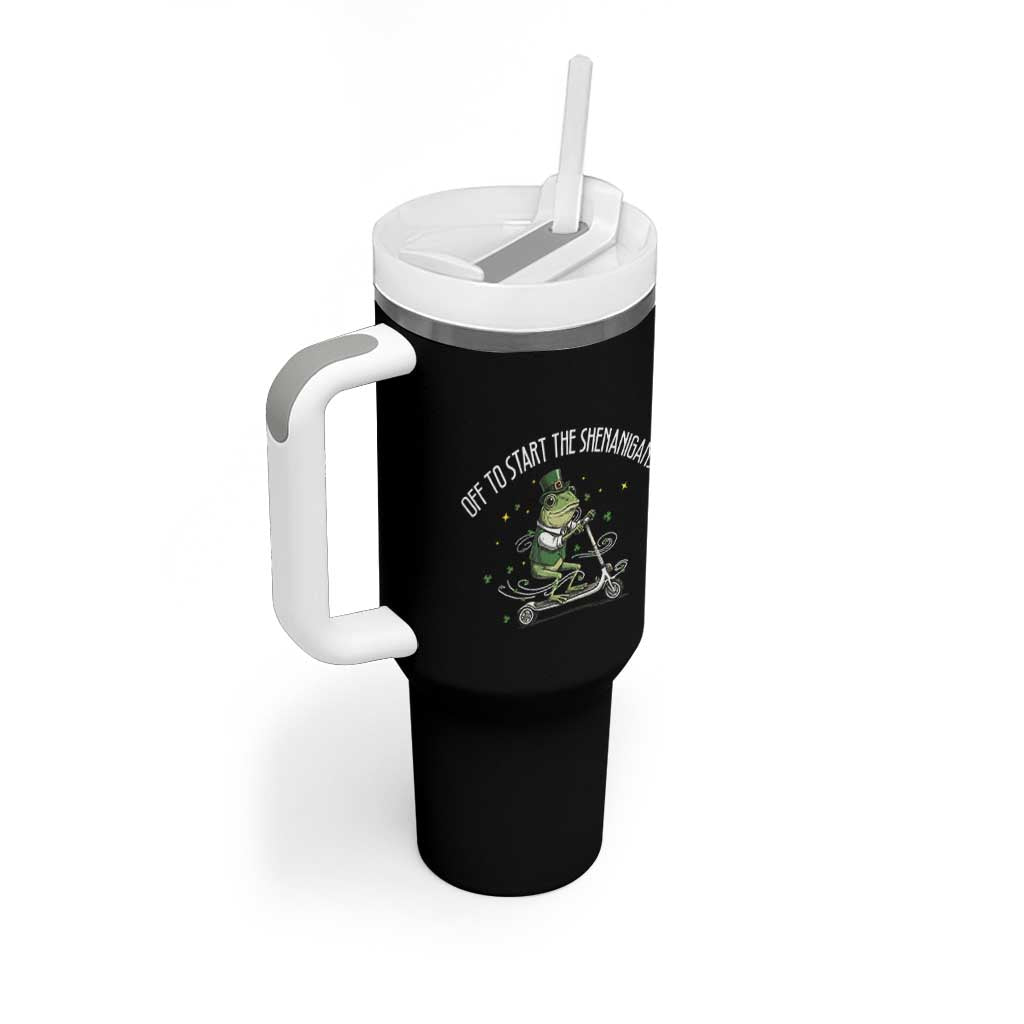 Funny Frog St Patricks Day Meme Tumbler With Handle Off To Start The Shenanigans