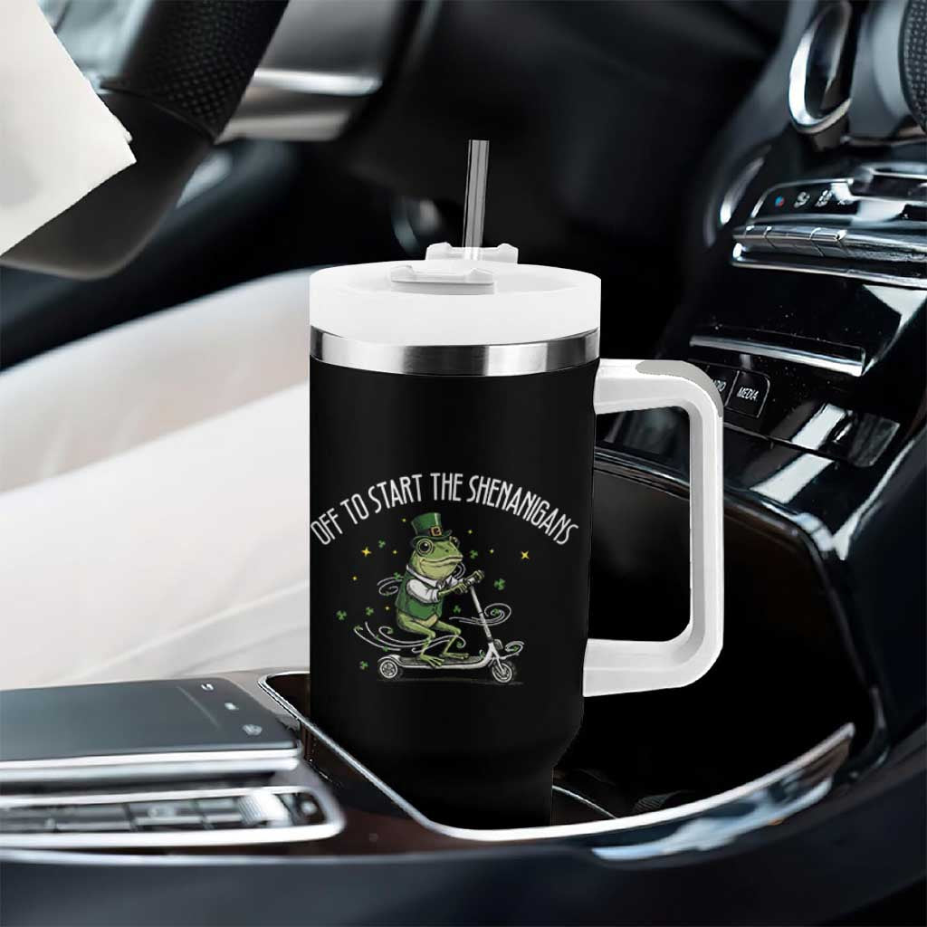 Funny Frog St Patricks Day Meme Tumbler With Handle Off To Start The Shenanigans