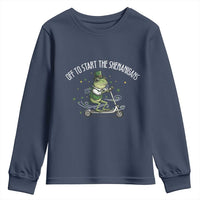 Funny Frog St Patricks Day Meme Youth Sweatshirt Off To Start The Shenanigans