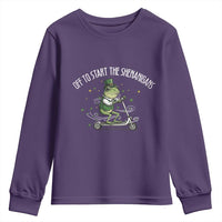 Funny Frog St Patricks Day Meme Youth Sweatshirt Off To Start The Shenanigans