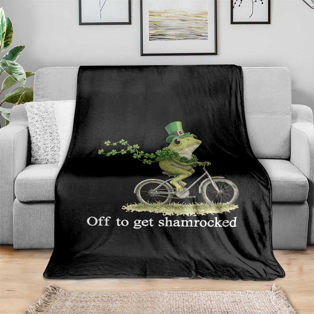 Funny Frog St Patricks Day Meme Throw Blanket Off To Get Shamrocked
