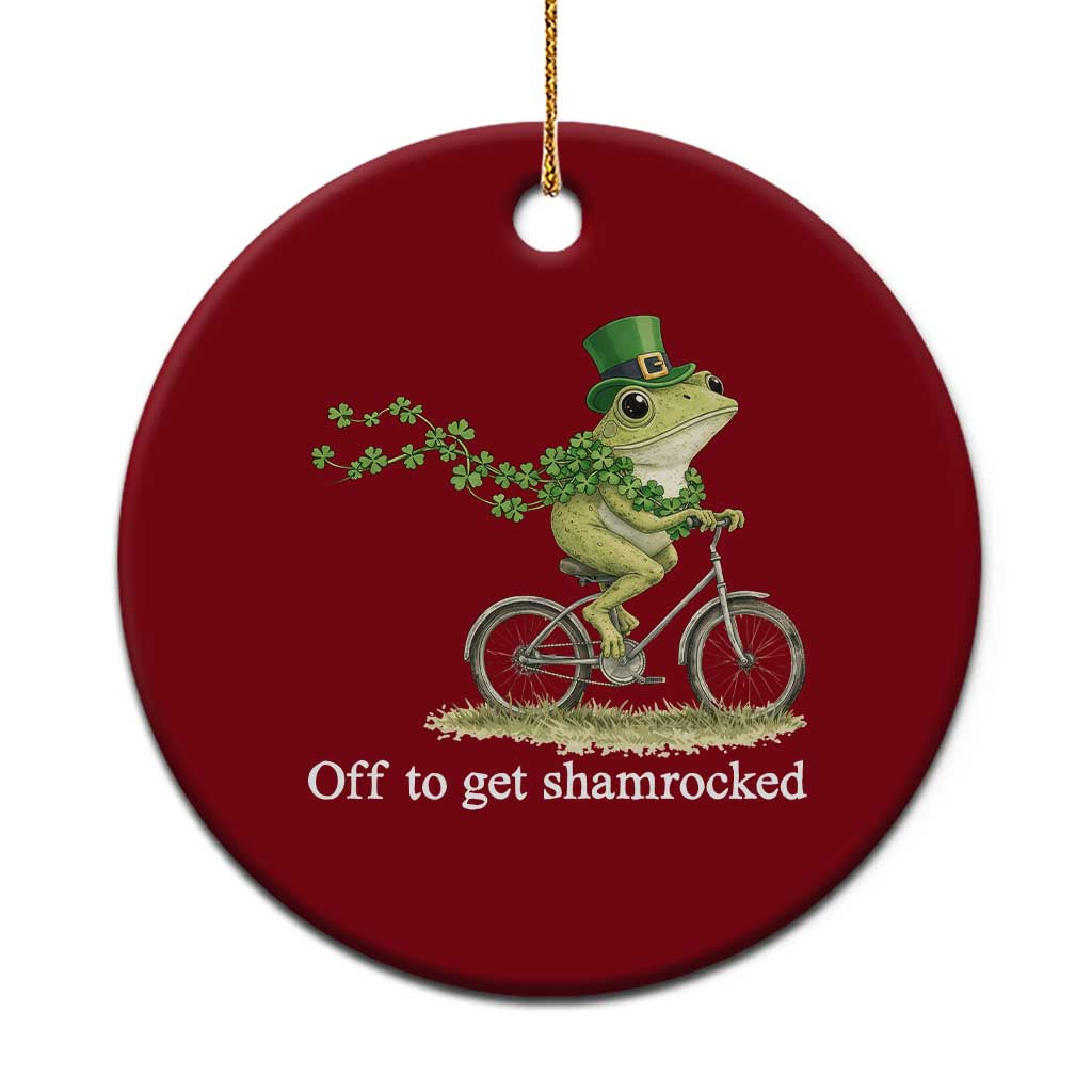 Funny Frog St Patricks Day Meme Ceramic Ornament Off To Get Shamrocked
