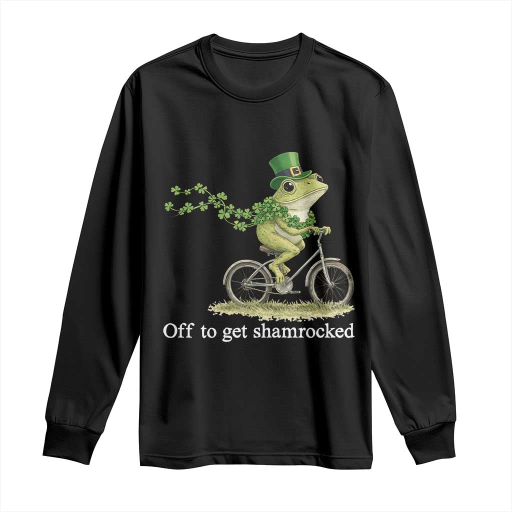 Funny Frog St Patricks Day Meme Long Sleeve Shirt Off To Get Shamrocked