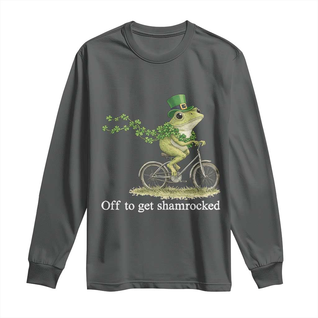 Funny Frog St Patricks Day Meme Long Sleeve Shirt Off To Get Shamrocked
