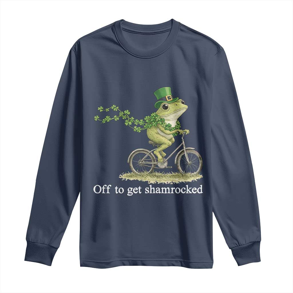 Funny Frog St Patricks Day Meme Long Sleeve Shirt Off To Get Shamrocked