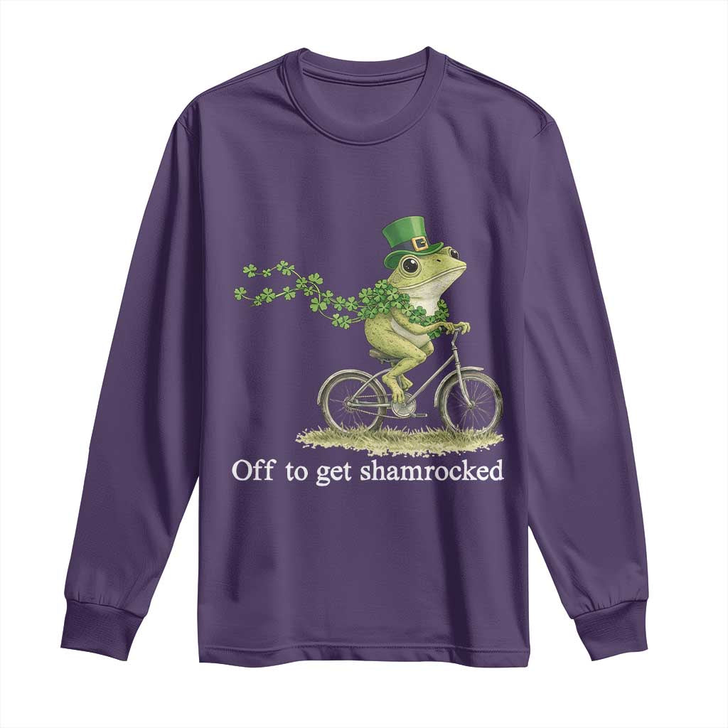 Funny Frog St Patricks Day Meme Long Sleeve Shirt Off To Get Shamrocked