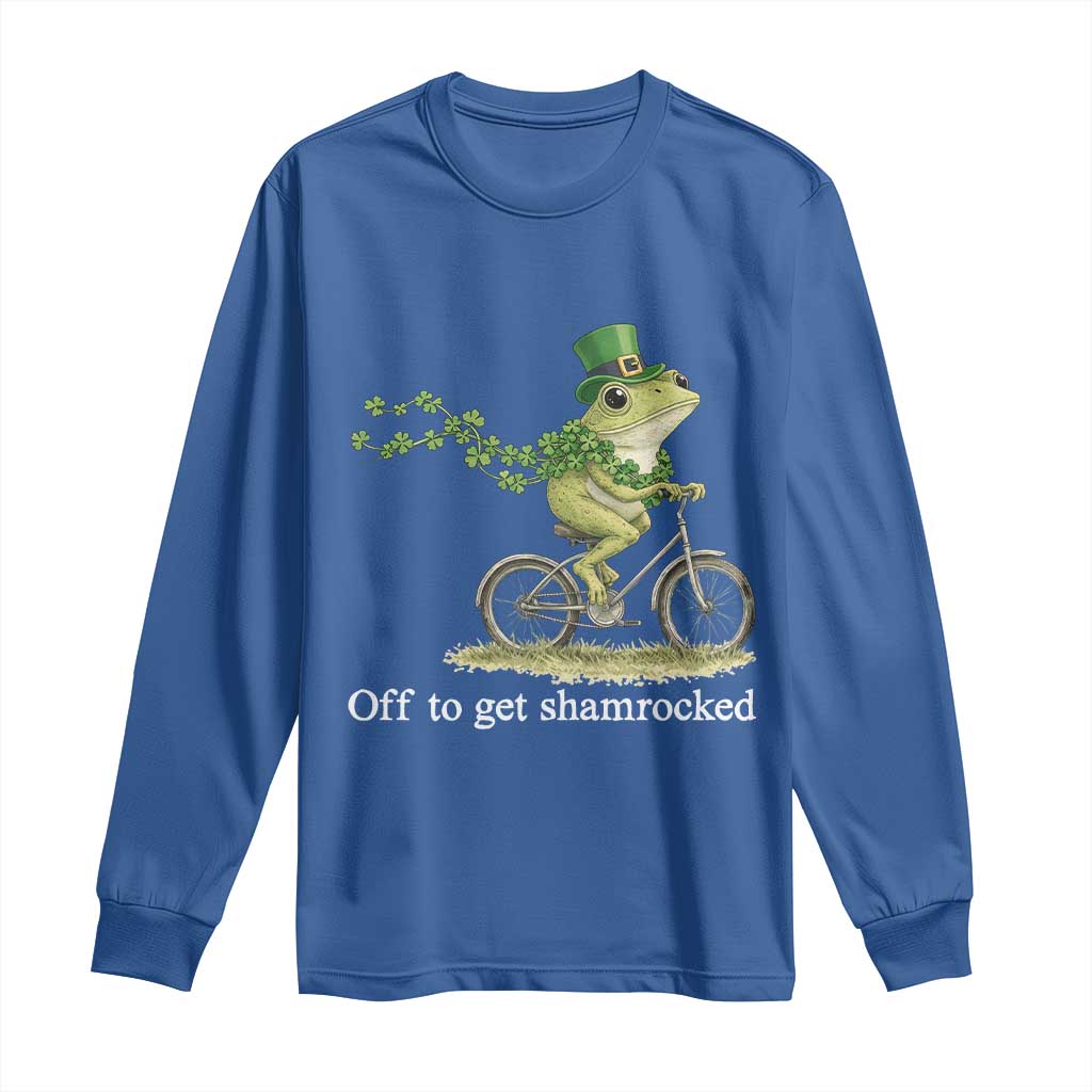 Funny Frog St Patricks Day Meme Long Sleeve Shirt Off To Get Shamrocked