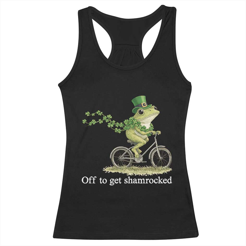 Funny Frog St Patricks Day Meme Racerback Tank Top Off To Get Shamrocked