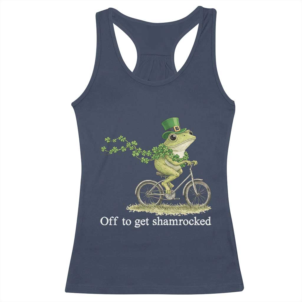 Funny Frog St Patricks Day Meme Racerback Tank Top Off To Get Shamrocked