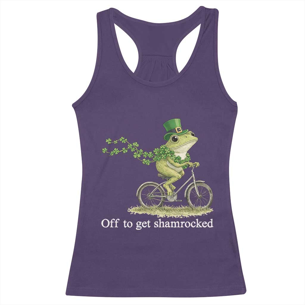 Funny Frog St Patricks Day Meme Racerback Tank Top Off To Get Shamrocked