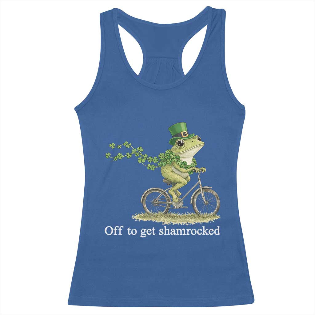 Funny Frog St Patricks Day Meme Racerback Tank Top Off To Get Shamrocked