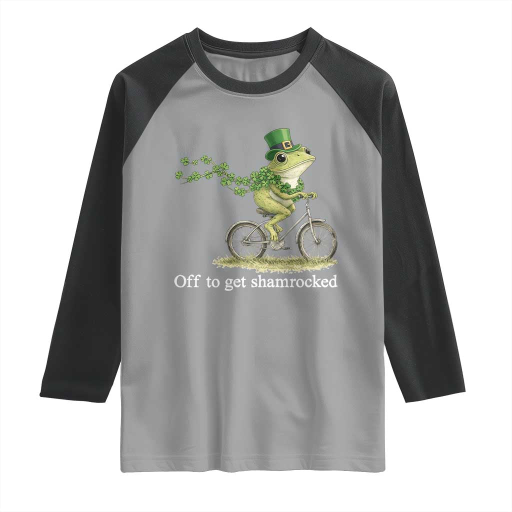 Funny Frog St Patricks Day Meme Raglan Shirt Off To Get Shamrocked