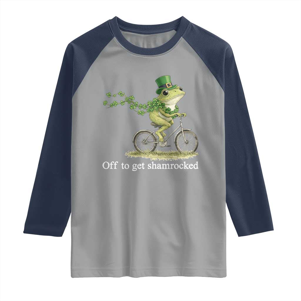 Funny Frog St Patricks Day Meme Raglan Shirt Off To Get Shamrocked