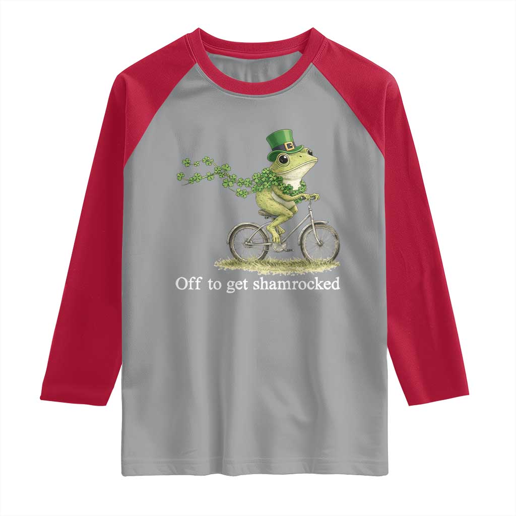 Funny Frog St Patricks Day Meme Raglan Shirt Off To Get Shamrocked