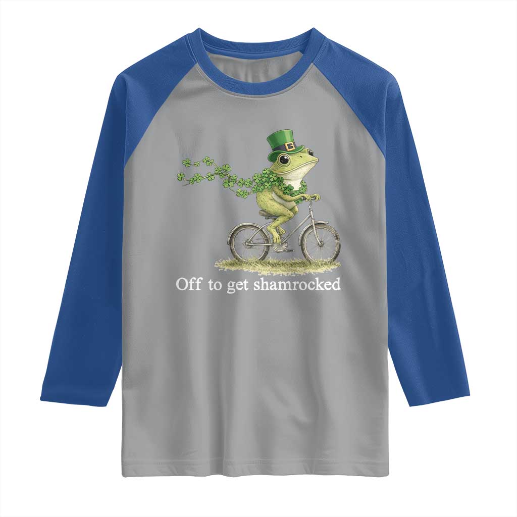 Funny Frog St Patricks Day Meme Raglan Shirt Off To Get Shamrocked