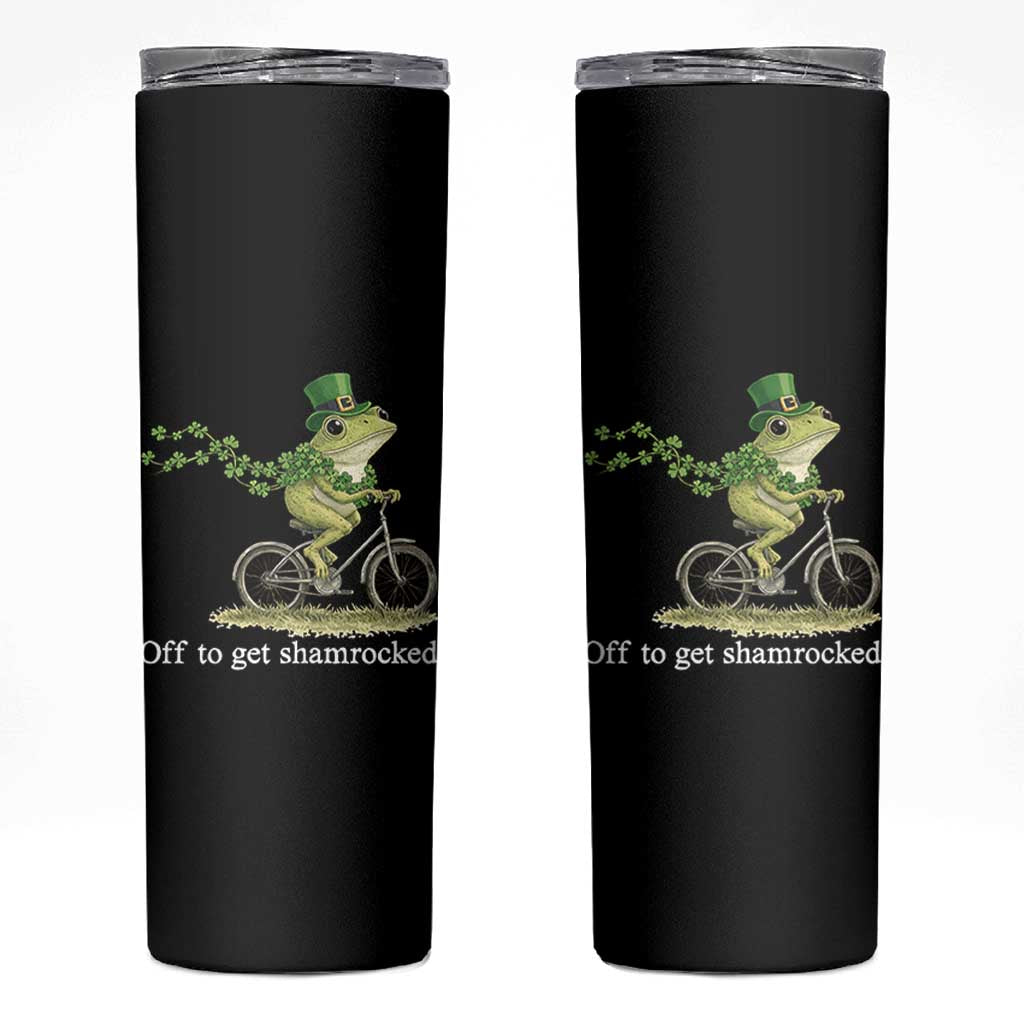 Funny Frog St Patricks Day Meme Skinny Tumbler Off To Get Shamrocked