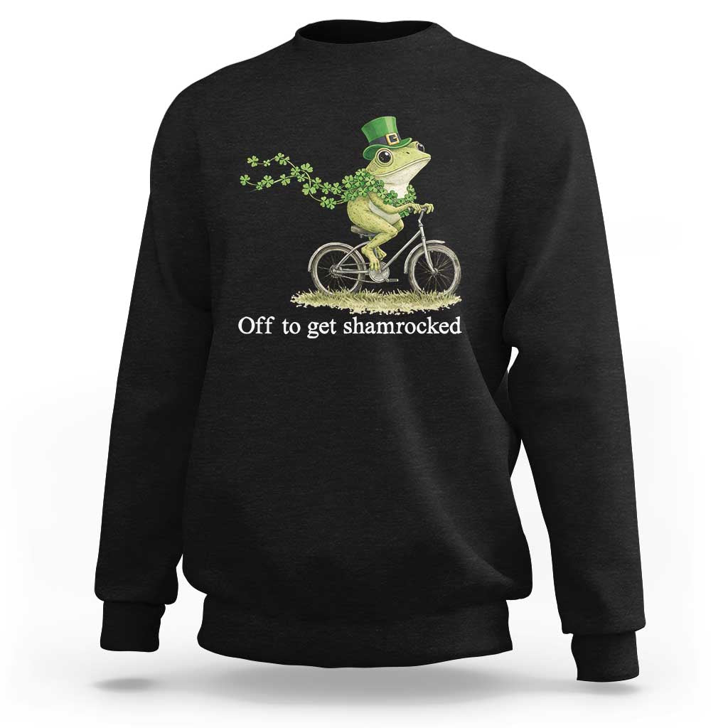 Funny Frog St Patricks Day Meme Sweatshirt Off To Get Shamrocked