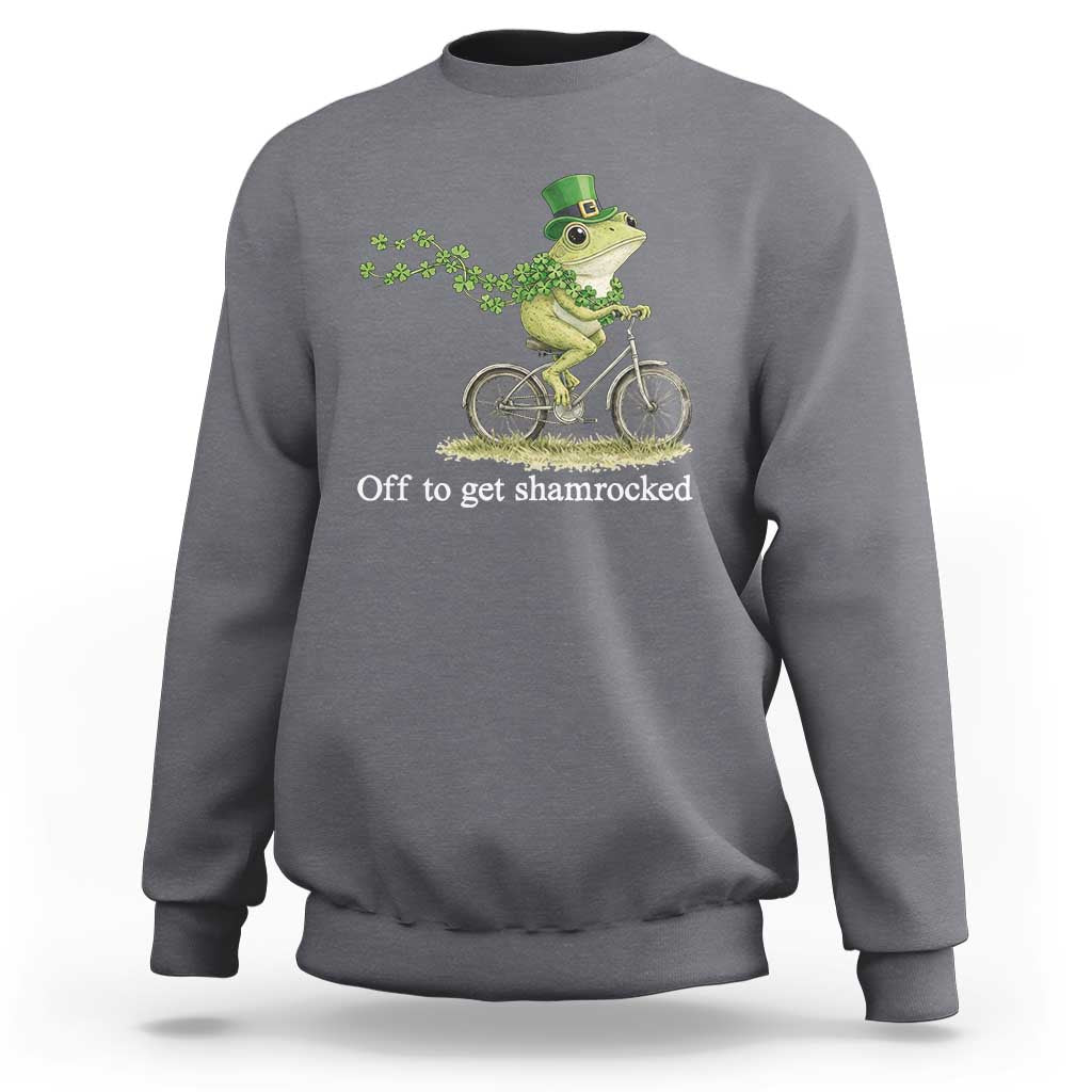 Funny Frog St Patricks Day Meme Sweatshirt Off To Get Shamrocked