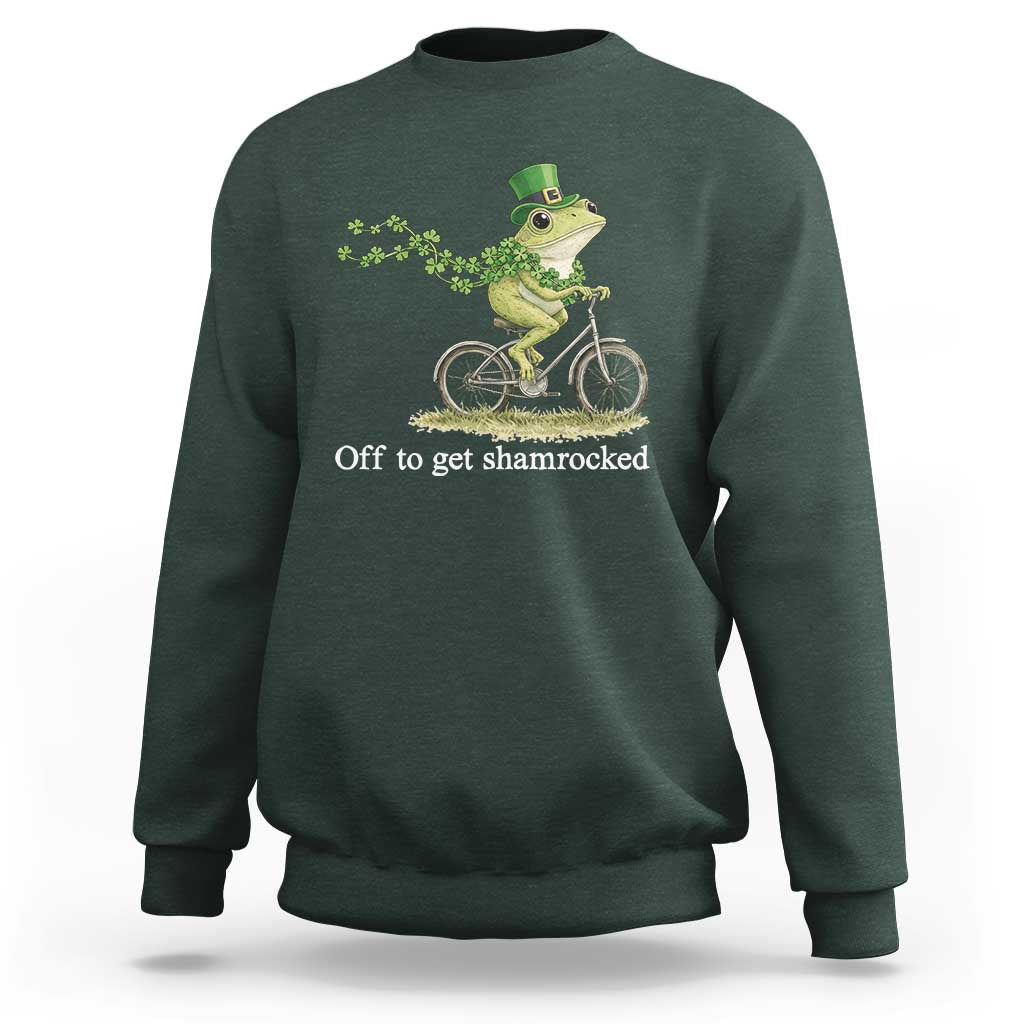 Funny Frog St Patricks Day Meme Sweatshirt Off To Get Shamrocked