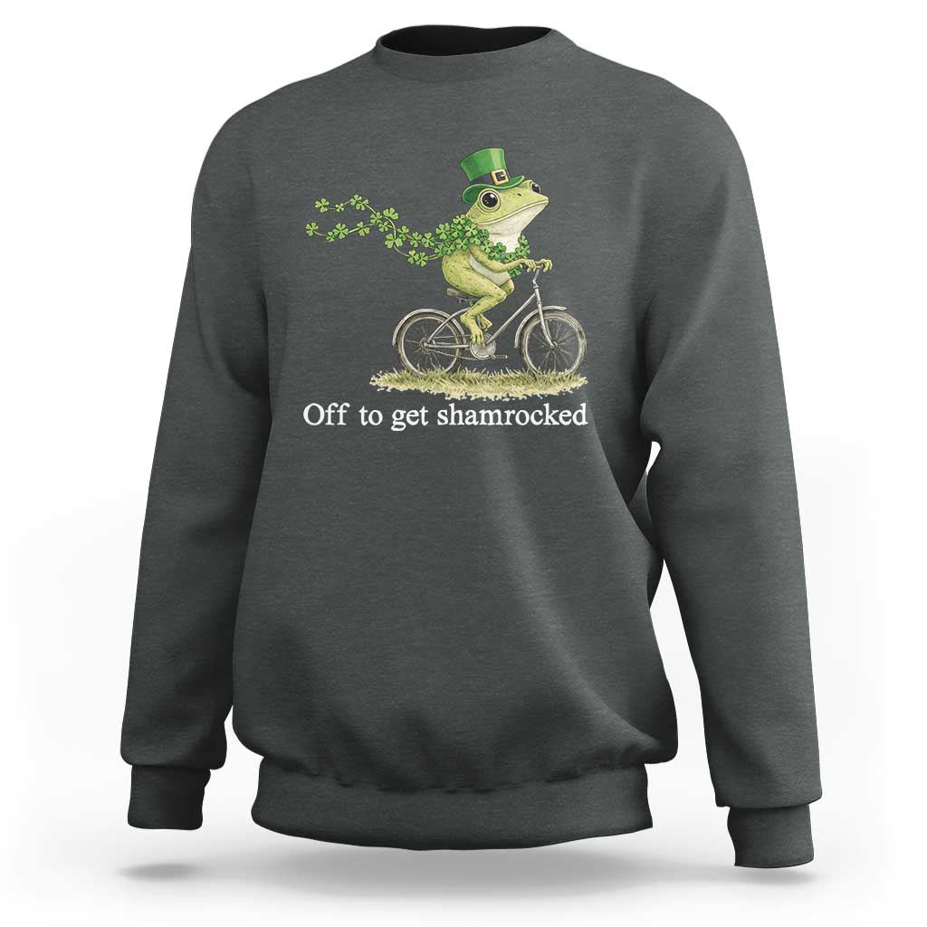 Funny Frog St Patricks Day Meme Sweatshirt Off To Get Shamrocked