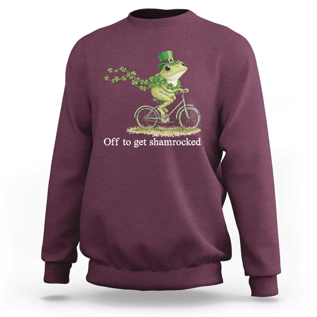 Funny Frog St Patricks Day Meme Sweatshirt Off To Get Shamrocked