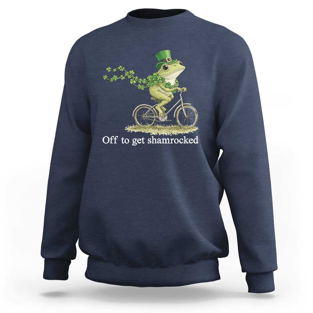 Funny Frog St Patricks Day Meme Sweatshirt Off To Get Shamrocked