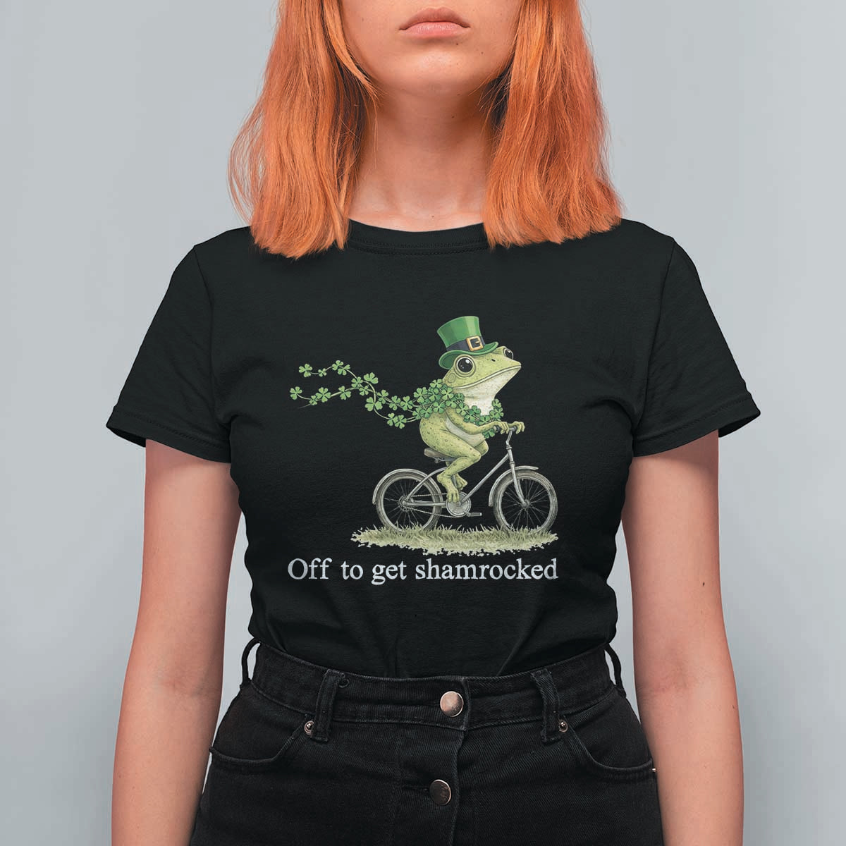 Funny Frog St Patricks Day Meme T Shirt For Women Off To Get Shamrocked