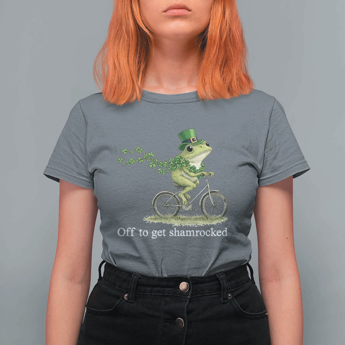 Funny Frog St Patricks Day Meme T Shirt For Women Off To Get Shamrocked