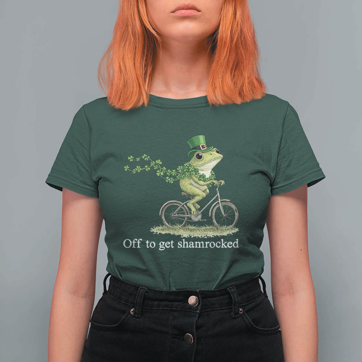 Funny Frog St Patricks Day Meme T Shirt For Women Off To Get Shamrocked