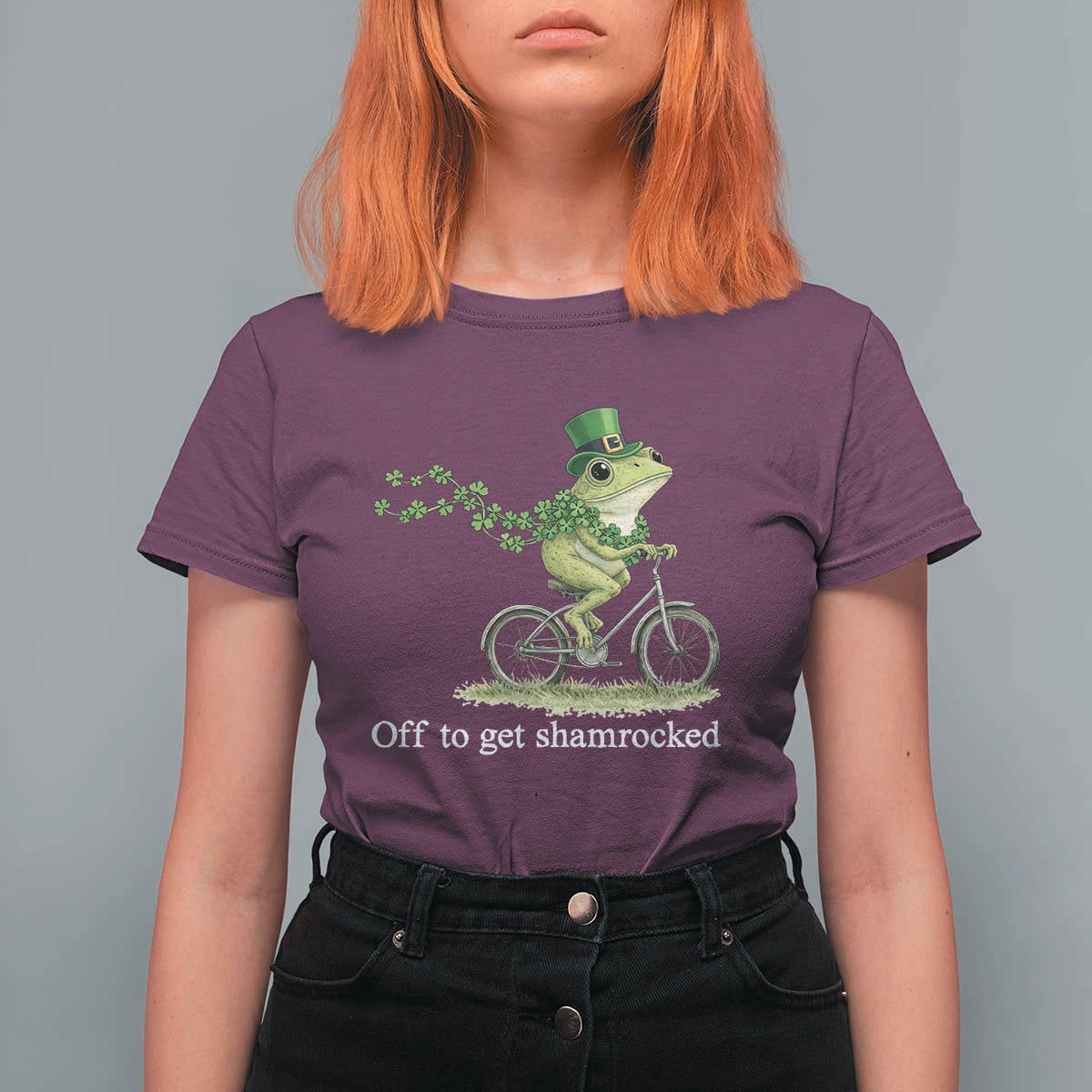 Funny Frog St Patricks Day Meme T Shirt For Women Off To Get Shamrocked