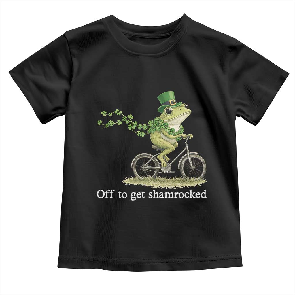 Funny Frog St Patricks Day Meme Toddler T Shirt Off To Get Shamrocked