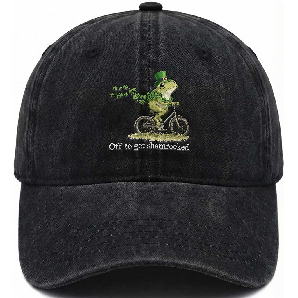 Funny Frog St Patricks Day Meme Washed Cotton Baseball Cap Off To Get Shamrocked