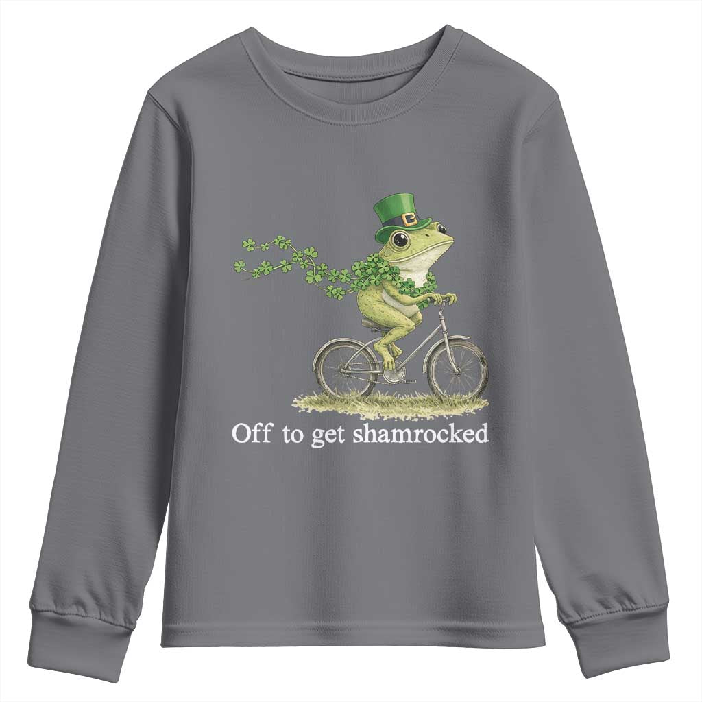 Funny Frog St Patricks Day Meme Youth Sweatshirt Off To Get Shamrocked