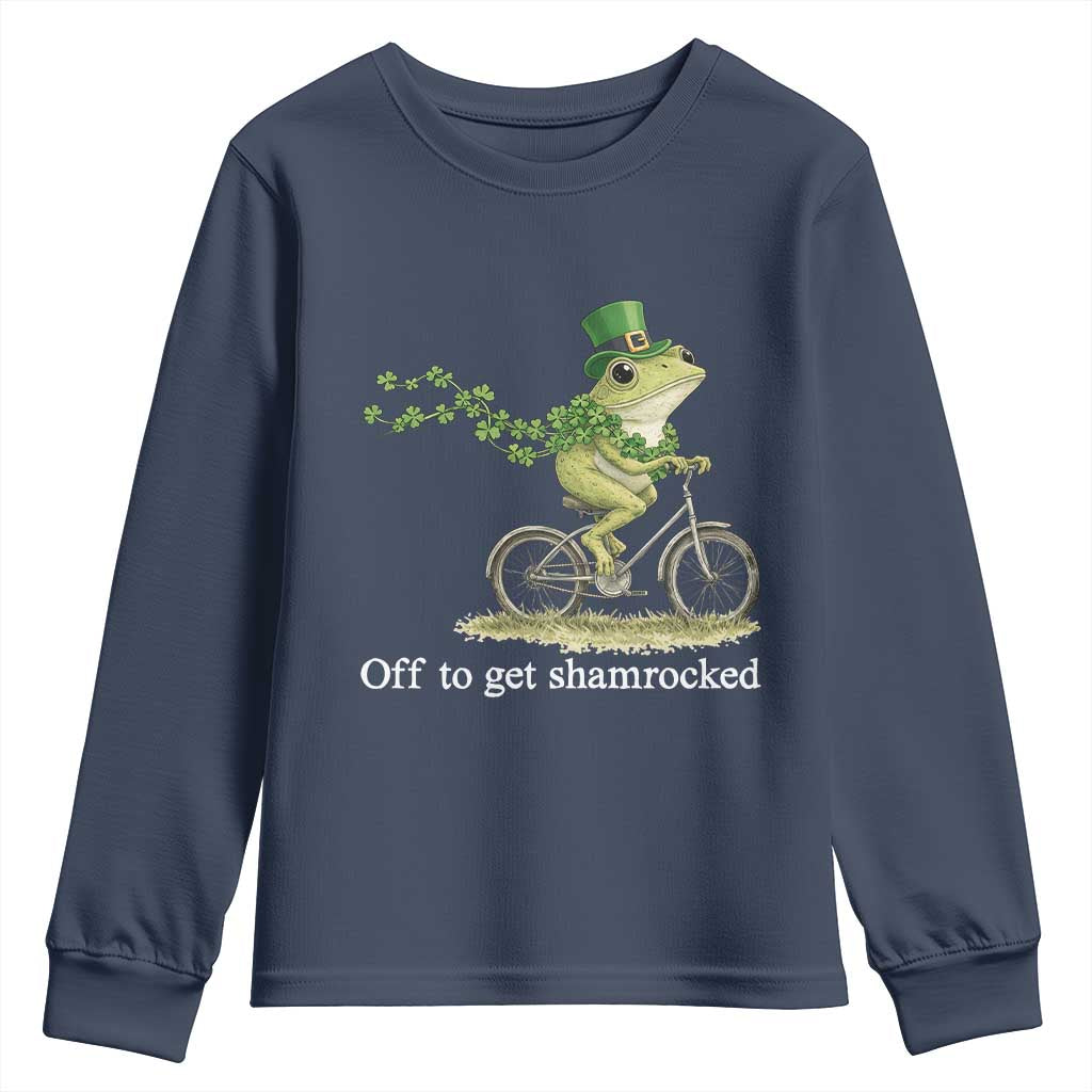 Funny Frog St Patricks Day Meme Youth Sweatshirt Off To Get Shamrocked