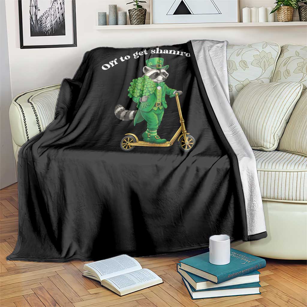 Funny Raccoon St Patricks Day Meme Throw Blanket Off To Get Shamrocked