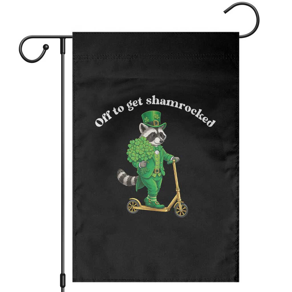 Funny Raccoon St Patricks Day Meme Garden Flag Off To Get Shamrocked