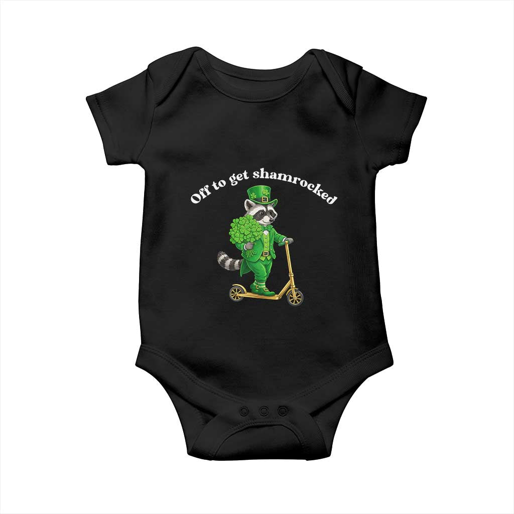 Funny Raccoon St Patricks Day Meme Baby Onesie Off To Get Shamrocked
