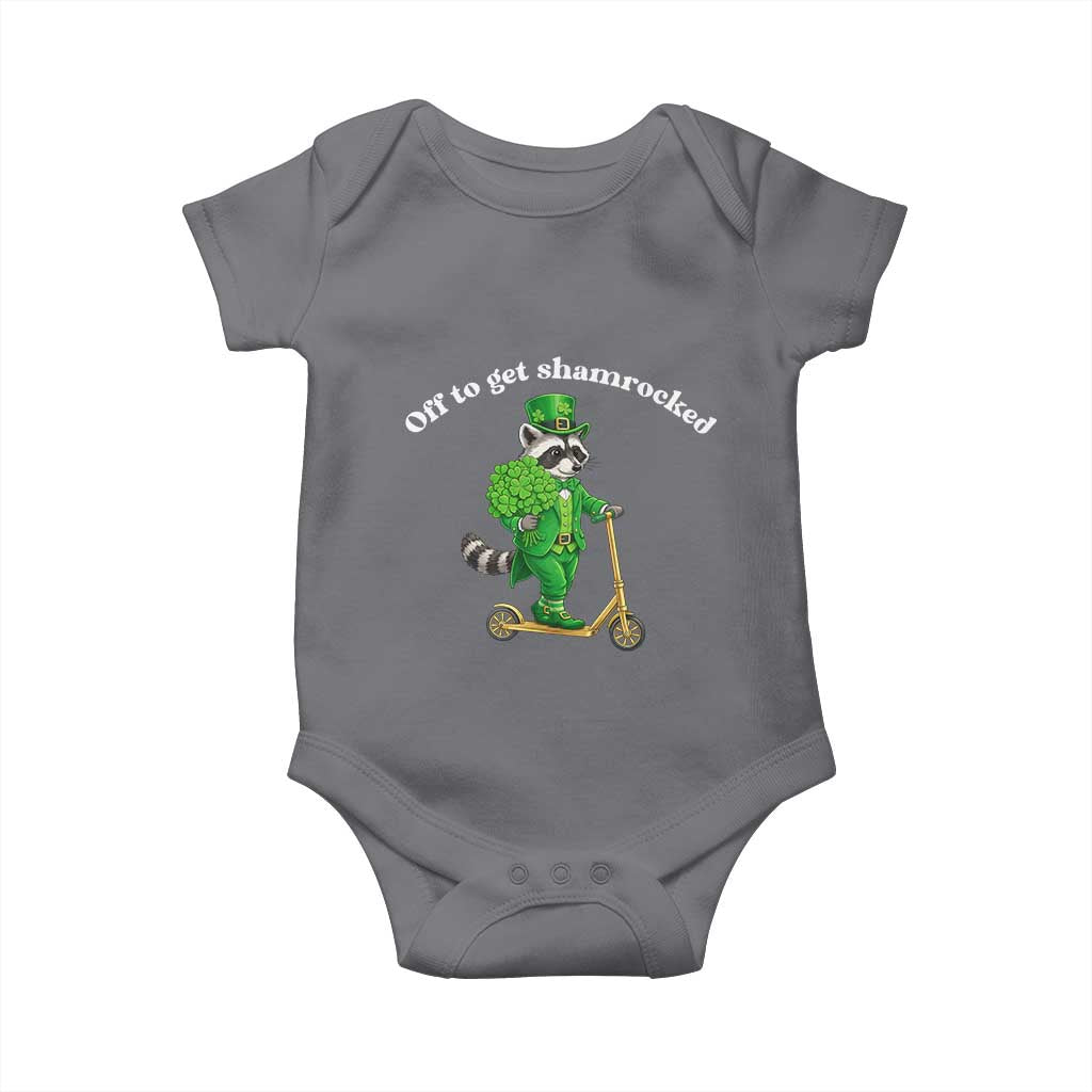 Funny Raccoon St Patricks Day Meme Baby Onesie Off To Get Shamrocked
