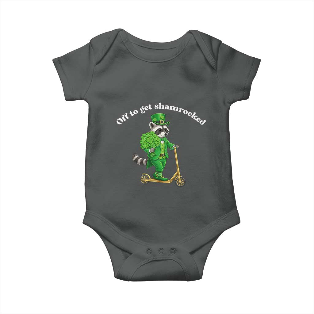 Funny Raccoon St Patricks Day Meme Baby Onesie Off To Get Shamrocked