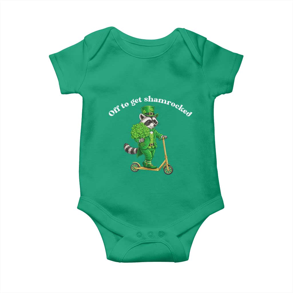 Funny Raccoon St Patricks Day Meme Baby Onesie Off To Get Shamrocked
