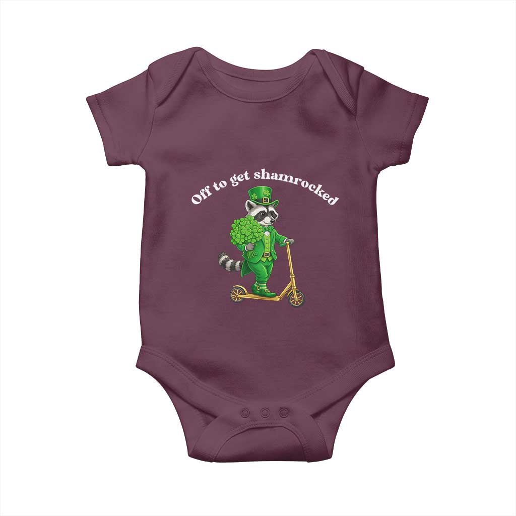 Funny Raccoon St Patricks Day Meme Baby Onesie Off To Get Shamrocked