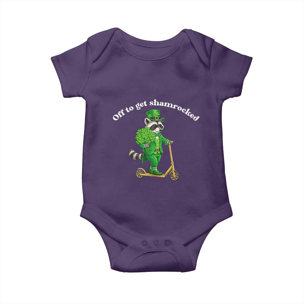 Funny Raccoon St Patricks Day Meme Baby Onesie Off To Get Shamrocked