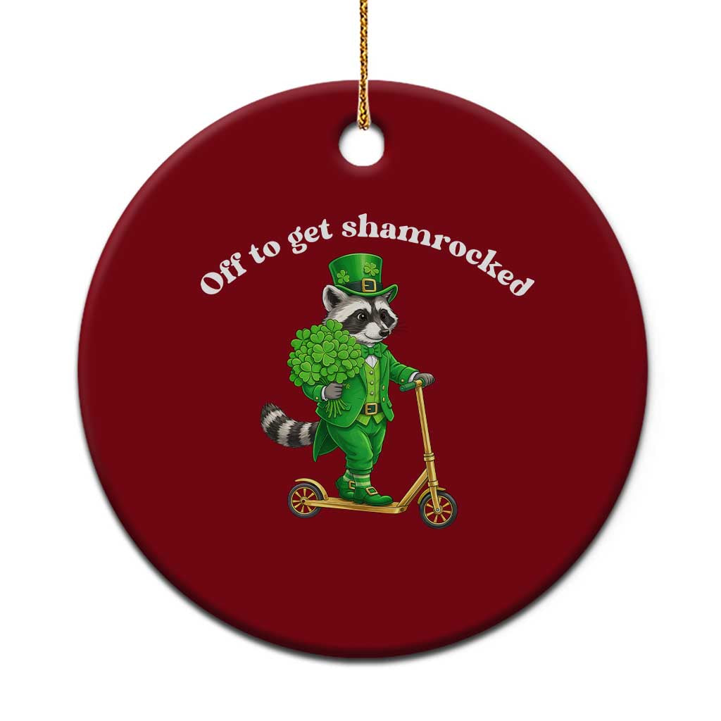 Funny Raccoon St Patricks Day Meme Ceramic Ornament Off To Get Shamrocked