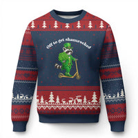 Funny Raccoon St Patricks Day Meme Ugly Christmas Sweater Off To Get Shamrocked