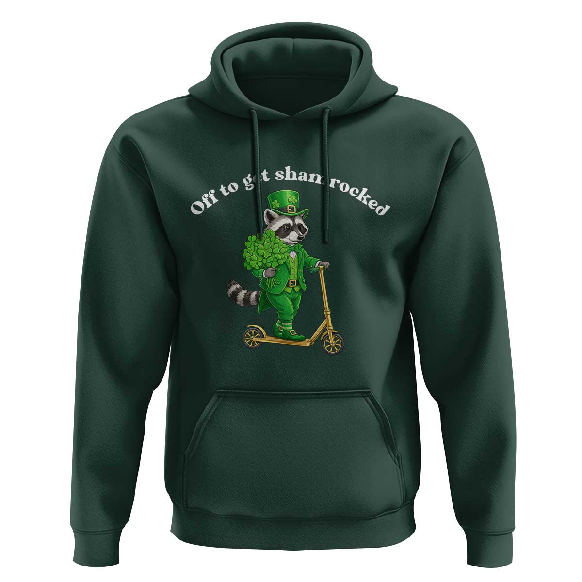 Funny Raccoon St Patricks Day Meme Hoodie Off To Get Shamrocked